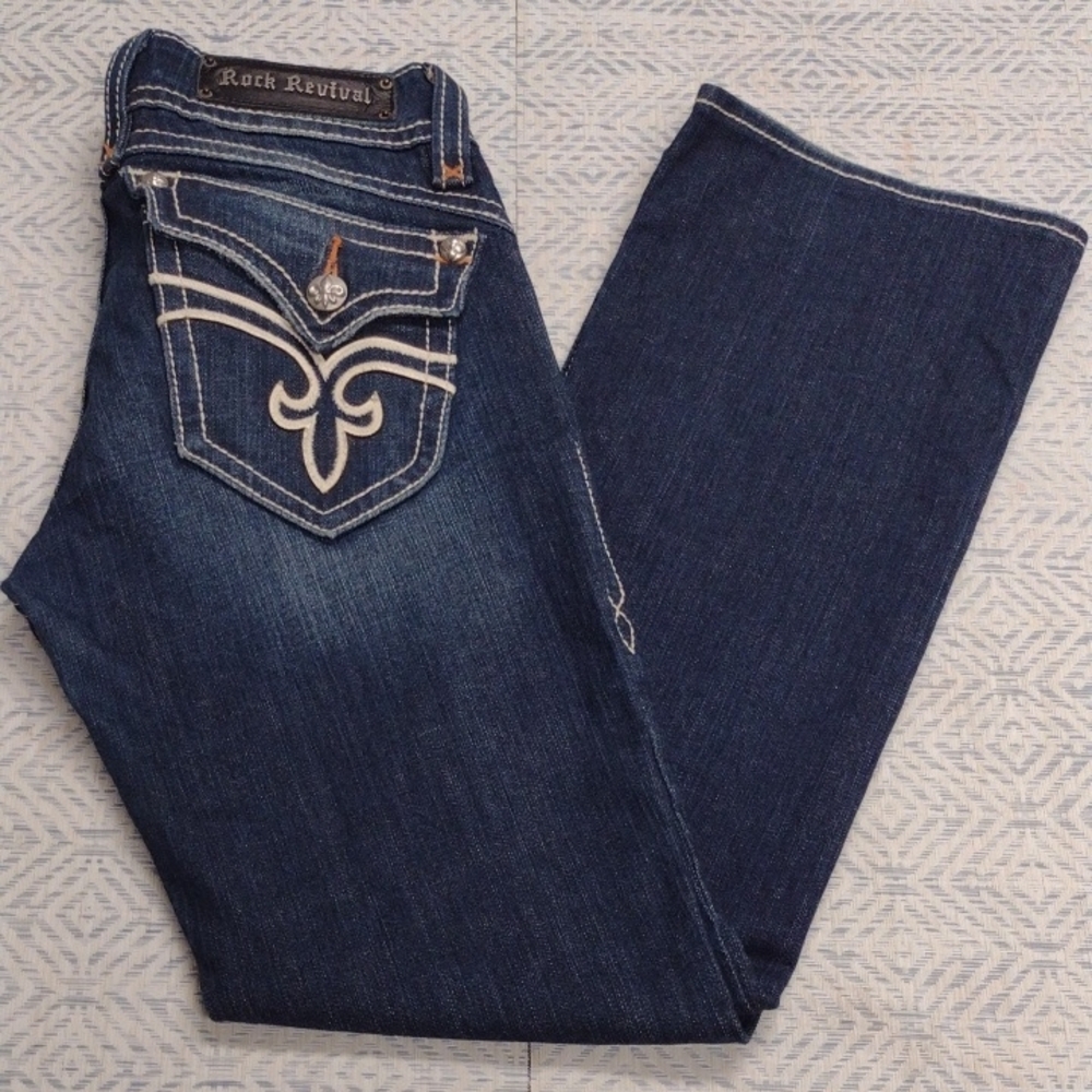 Rock Revival Women's Stephanie Dark Blue Boot Cut Jeans